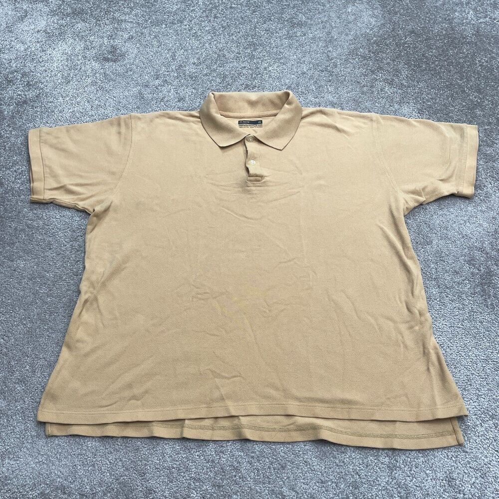 J.Crew Vintage Polo Shirt Mens XL Nude Brown Cotton Short Sleeve Preppy Casual
